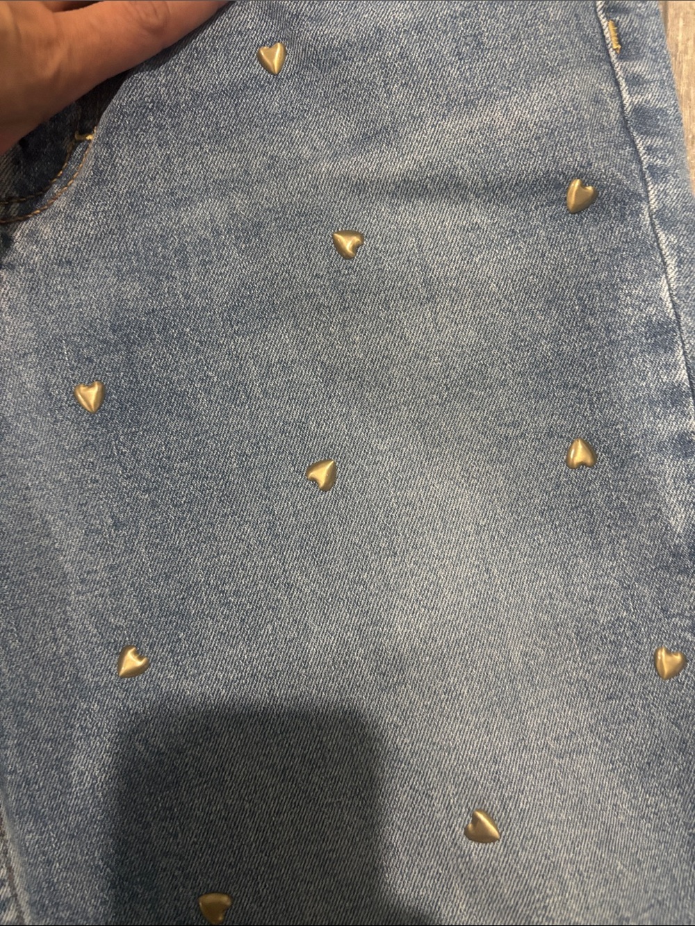 Universal Thread Light Blue Straight Leg Jeans with Gold Heart Studs - Picture 2 of 4